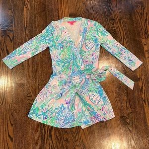 Lily Pulitzer Karlie Wrap Romper Amethyst Tin Craysea Size S
